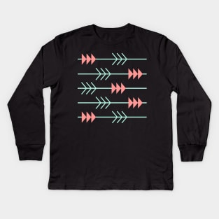 Arrow Shapes - Geometric Abstract Pattern - Pastel Graphic Design Kids Long Sleeve T-Shirt